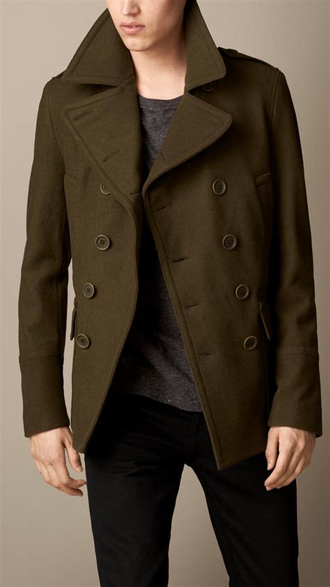 men overcoat burberry|burberry wool pea coats men's.